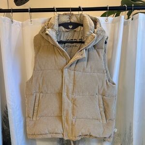 Aritzia Super Puff Corduroy Puffer Vest in Beige
